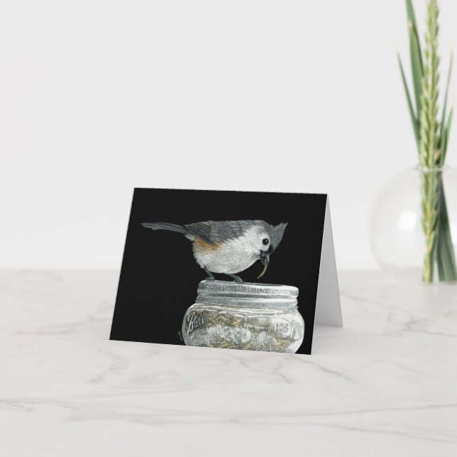 "Jackpot!" - Tufted Titmouse Card (Front)