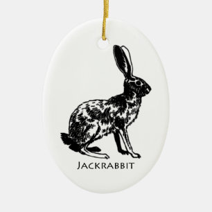 Jackrabbit Illustration Ceramic Ornament