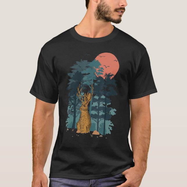 Jackrabbit Mountain Pine Tree Sky Birds are Flying T-Shirt (Front)