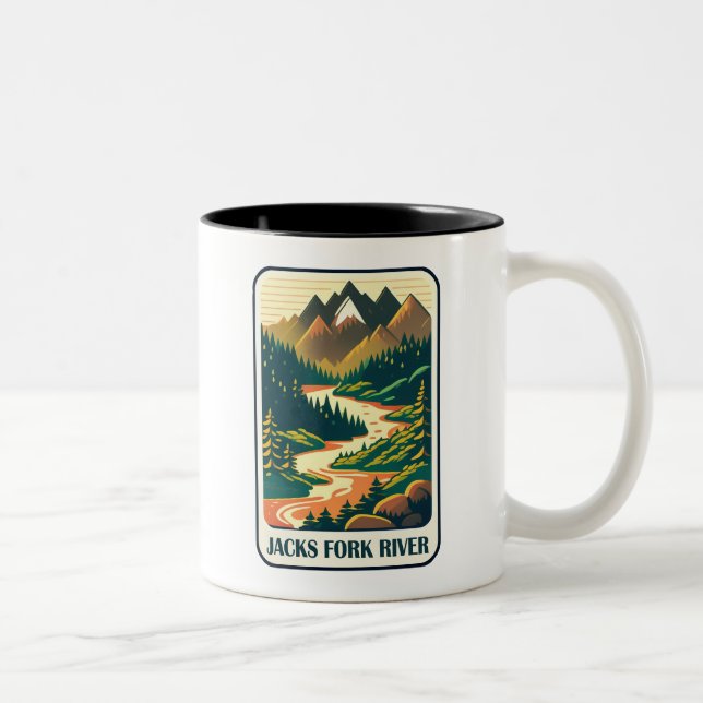 Jacks Fork River Missouri Colours Two-Tone Coffee Mug (Right)
