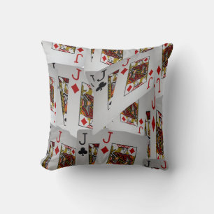 Jacks Poker Cards Layered Pattern, Throw Pillow