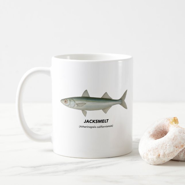 Jacksmelt – Marine Animals of California Coffee Mug (With Donut)
