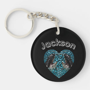 Jackson Boys Name With Orca Heart,, Keychain