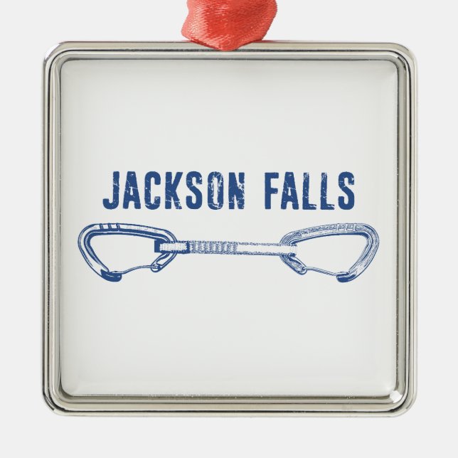 Jackson Falls Illinois Rock Climbing Quickdraw Metal Ornament (Front)
