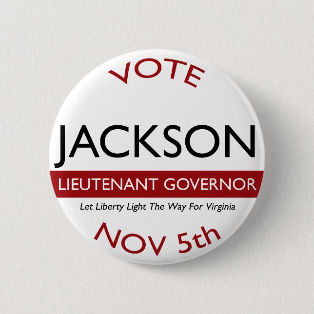 Jackson for Lt. Governor Logo Button (Front)
