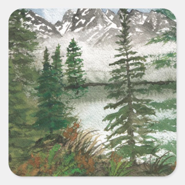 Jackson Hole Jenny Lake Square Sticker (Front)