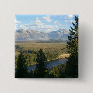 Jackson Hole Mountains and River 2 Inch Square Button