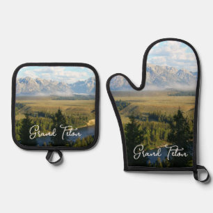 Jackson Hole Mountains and River Oven Mitt & Pot Holder Set