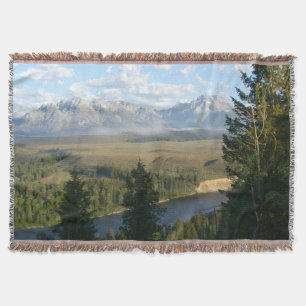 Jackson Hole Mountains and River Throw Blanket