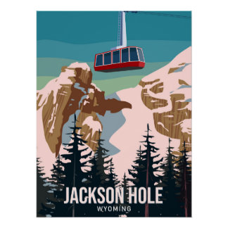 Jackson Hole poster vintage de la station de voyag
