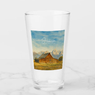 Jackson Hole Watercolor Grand Teton Travel Art Glass