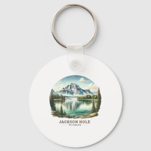Jackson Hole Wy Wyoming Jenny Lake Skiing Snow Keychain