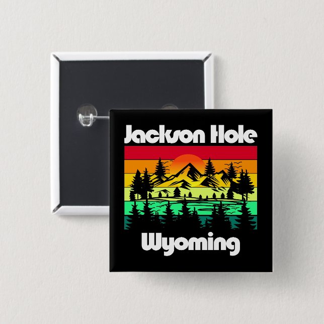 Jackson Hole Wyoming 2 Inch Square Button (Front & Back)