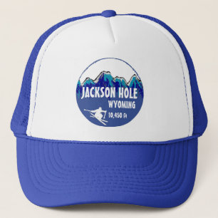 Jackson Hole Wyoming blue ski art hat