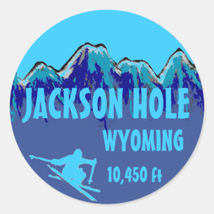 Jackson Hole Wyoming blue ski art stickers