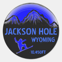Jackson Hole Wyoming blue snowboard art stickers