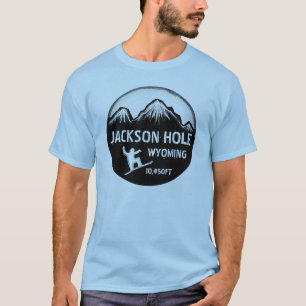 Jackson Hole Wyoming blue snowboard art tee