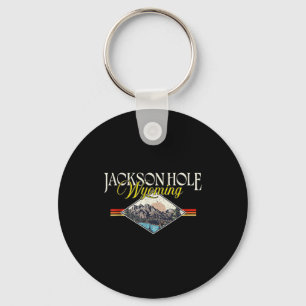Jackson Hole Wyoming Grand Teton Mountains Vintage Keychain