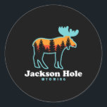 Jackson Hole Wyoming Moose Mountains Grand Tetons  Classic Round Sticker<br><div class="desc">Jackson Hole Wyoming Moose Mountains Grand Tetons</div>