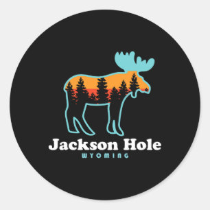 Jackson Hole Wyoming Moose Mountains Grand Tetons Classic Round Sticker