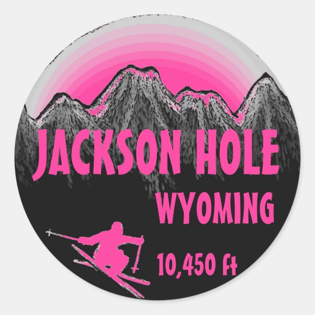 Jackson Hole Wyoming rose ski art stickers (Devant)