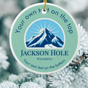 Jackson Hole Wyoming ski resort medal Ceramic Ornament