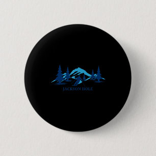 Jackson hole wyoming ski resort skiing skier 2 inch round button
