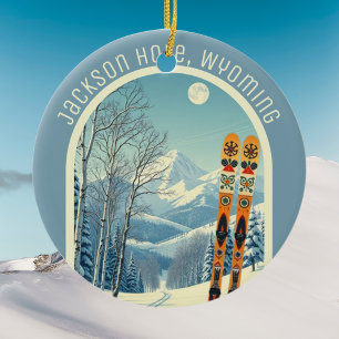 Jackson Hole Wyoming ski resort souvenir Ceramic Ornament