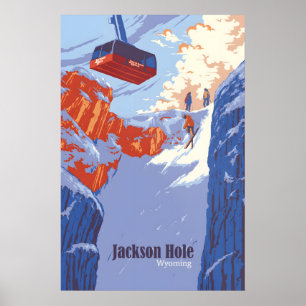 Jackson Hole Wyoming Ski Resort Travel Poster