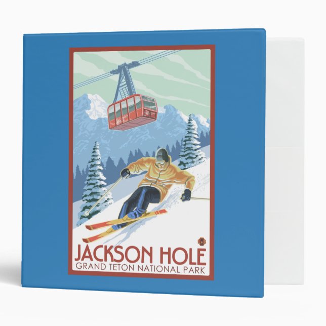 Jackson Hole, Wyoming Skier and Tram Binder (Front/Inside)