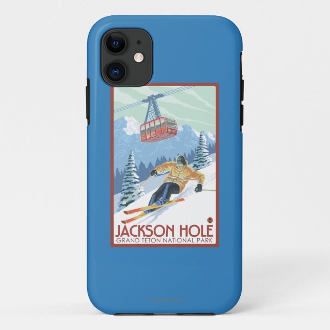 Jackson Hole, Wyoming Skier and Tram Case-Mate iPhone Case (Back)