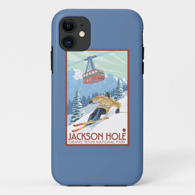 Jackson Hole, Wyoming Skier and Tram Case-Mate iPhone Case (Back)