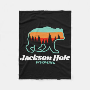 Jackson Hole Wyoming Skiing Snowboarding Bear  Fleece Blanket