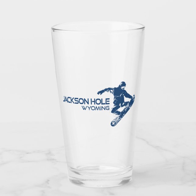 Jackson Hole Wyoming Snowboarder Glass (Front)