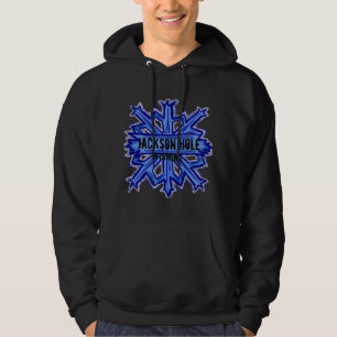 Jackson Hole Wyoming snowflake dark hoodie