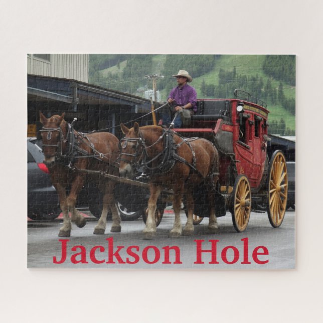 Jackson Hole Wyoming Stagecoach Jigsaw Puzzle (Horizontal)