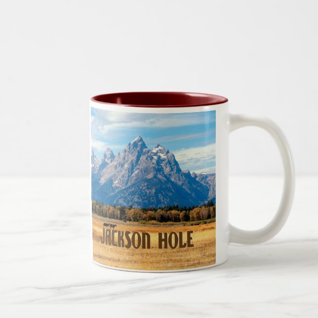 Jackson Hole Wyoming Two-Tone Coffee Mug (Right)