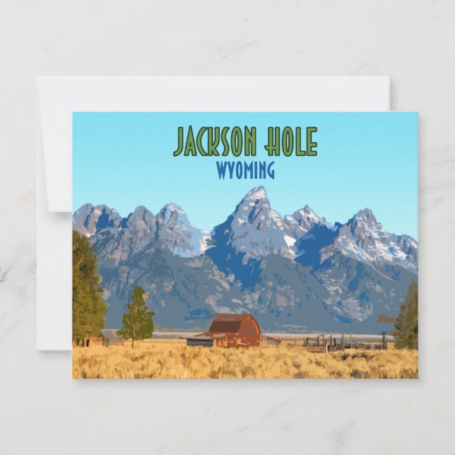 Jackson Hole Wyoming Vintage Flat Card (Front)