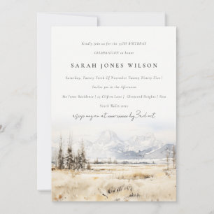 Jackson Hole Wyoming Watercolor Landscape Birthday Invitation