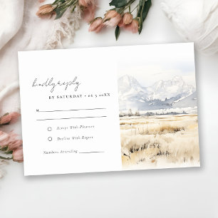 Jackson Hole Wyoming Watercolor Landscape Wedding RSVP Card
