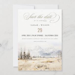 Jackson Hole Wyoming Watercolor Landscape Wedding Save The Date