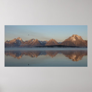 Jackson Lake Dam Reflection in Grand Teton Park Poster