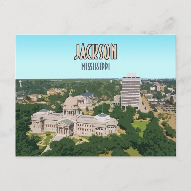 Jackson Mississippi Capital Downtown Postcard (Front)