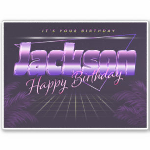 Jackson Name Vorname lila retro Sticker Geburtstag
