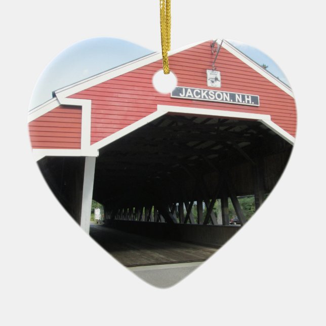 Jackson NH Covered Bridge Ceramic Ornament (Front)