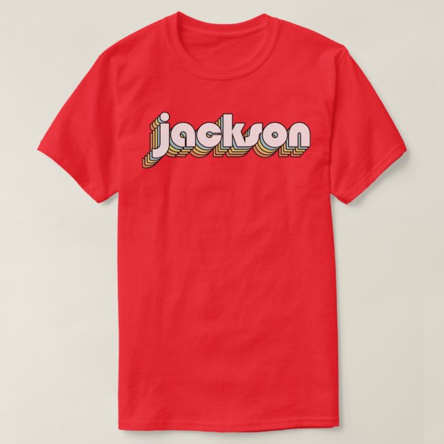 Jackson Retro Rainbow Typography Faded Style 2 T-Shirt (Design Front)