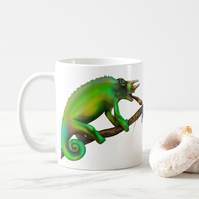 Jackson’s Chameleon Aiming  Coffee Mug (With Donut)