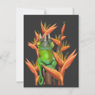 Jackson’s Chameleon among the bird of paradise  Postcard