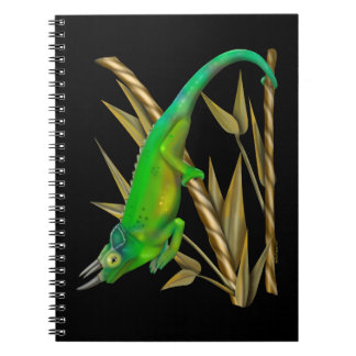 Jackson’s chameleon hanging out in the bamboo notebook