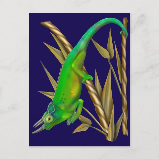 Jackson’s chameleon hanging out in the bamboo postcard (Front)